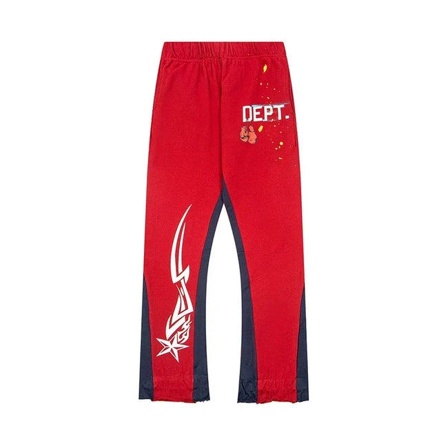 Gallery Dept. "DEPT." Tribal Star Graphic Contrast Panel Sweatpants - Red & Navy Hover Image
