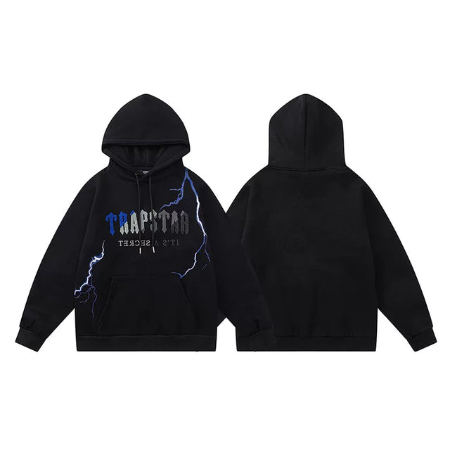 Trapstar Style Autumn/Winter Lightning & Gradient Logo Hoodie - Black Hover Image
