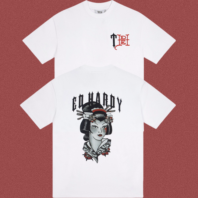 Trapstar x Ed Hardy Geisha Graphic Tee - White Hover Image