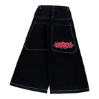Cross -border Amazon European and American high street JNCO pattern embroidered jeans hiphop hip -hop loose wide leg leisure tide