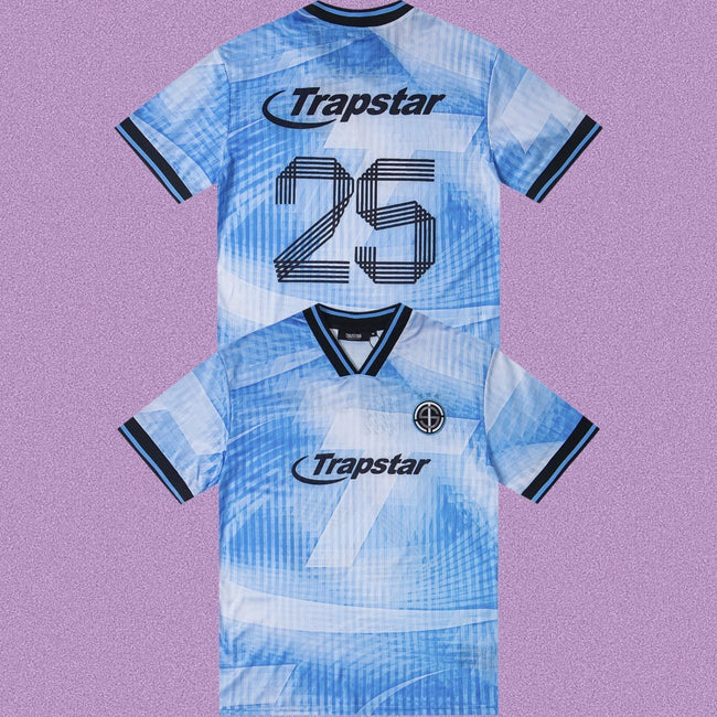 Trapstar Camo V-Neck Football Jersey - Sky Blue/White Hover Image