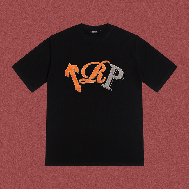 Trapstar "TRP" Patchwork Logo Tee - Black/Orange Hover Image