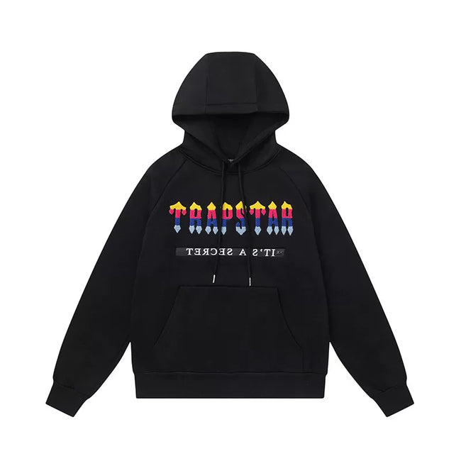 Trapstar Style Autumn/Winter Gradient Multi-Color Logo Hoodie - Black Hover Image