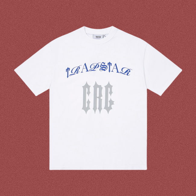 Trapstar Arch Logo & "CRC" Gothic Tee - White/Blue Hover Image