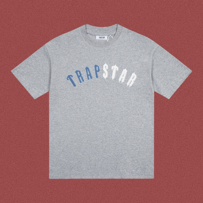 Trapstar Gradient Arch Logo Tee - Heather Grey/Blue Hover Image