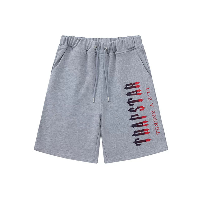 Trapstar It's A Secret Vertical Gradient Sweat Shorts - Grey/Red Hover Image