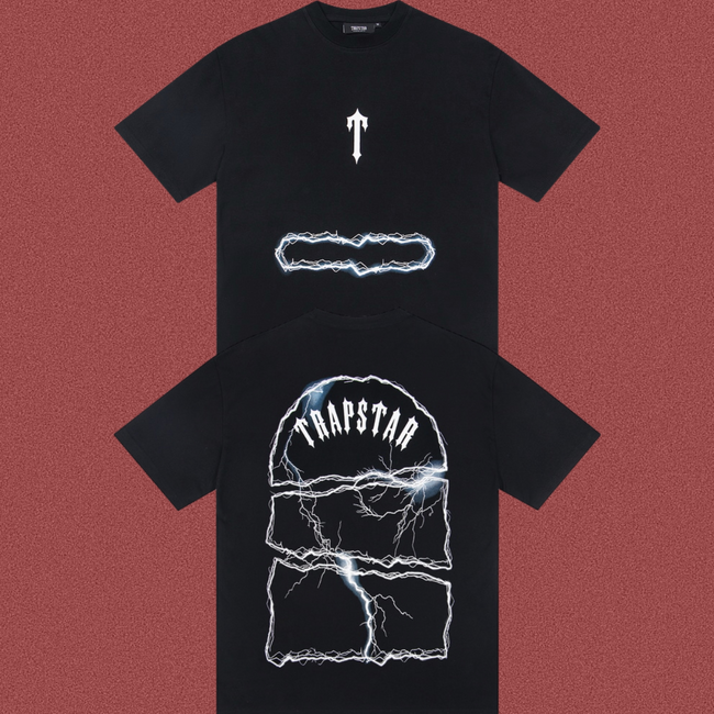 Trapstar Cracked Stone & Lightning Graphic Tee - Black Hover Image