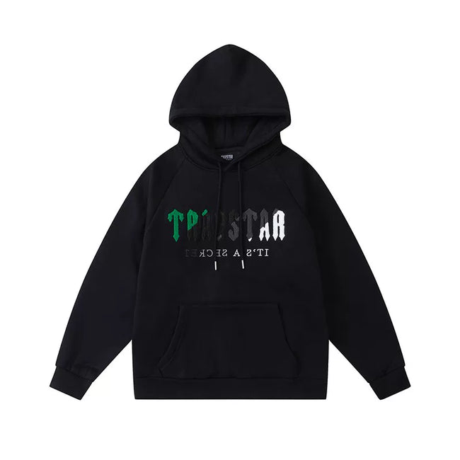Trapstar Style Autumn/Winter Green-Black-White Gradient Hoodie - Black Hover Image