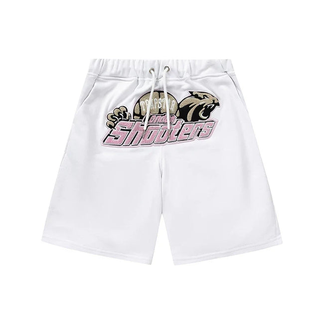 Trapstar London Shooters Panther Patch Sweat Shorts - White/Pink Hover Image