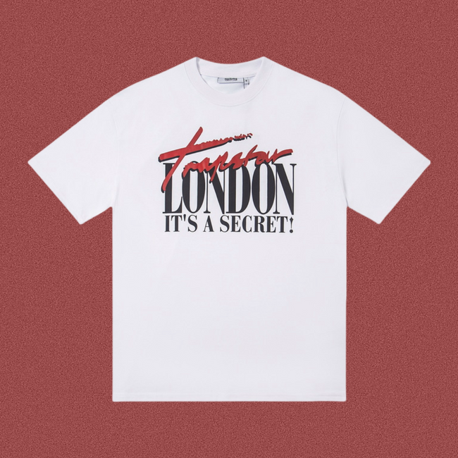 Trapstar London Secret Script & Block Logo Tee - White/Red Hover Image