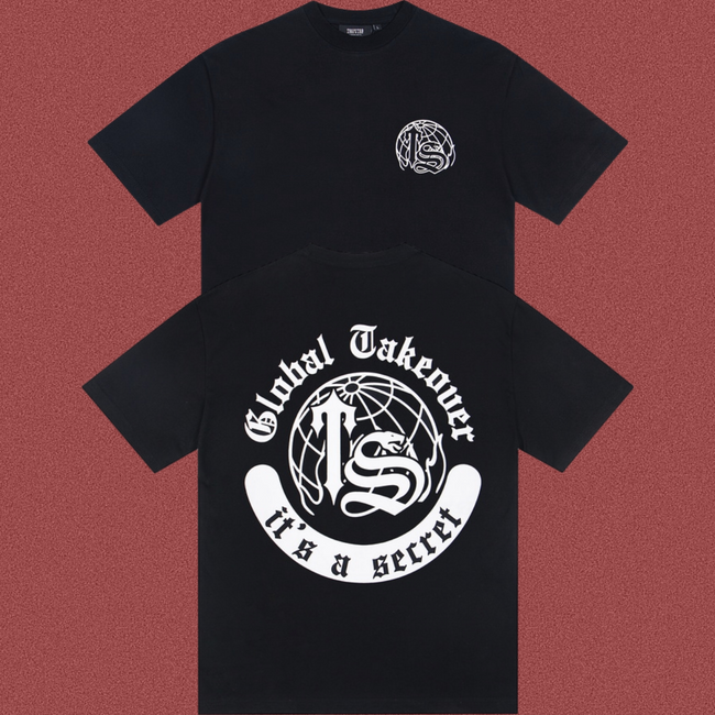 Trapstar Global Takeover Globe & "TS" Graphic Tee - Black Hover Image