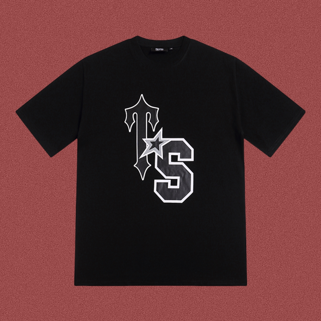 Trapstar Large "TS" Varsity Monogram Tee - Black Hover Image