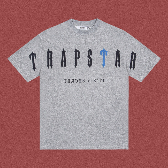 Trapstar Gothic Arch Logo Tee - Heather Grey/Blue Hover Image