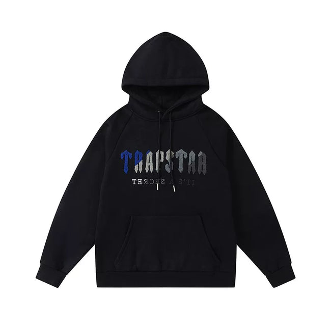 Trapstar Style Autumn/Winter Blue-Grey Gradient Hoodie - Black Hover Image