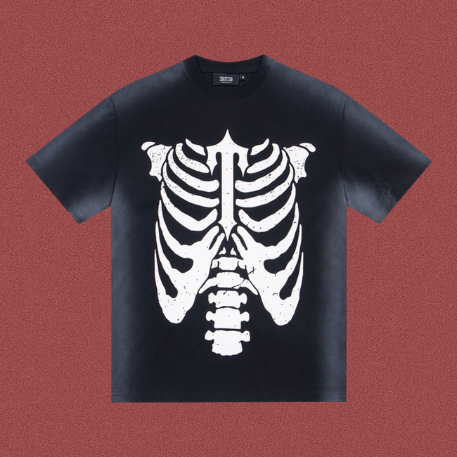Trapstar Distressed Ribcage Graphic Tee - Black/White Hover Image