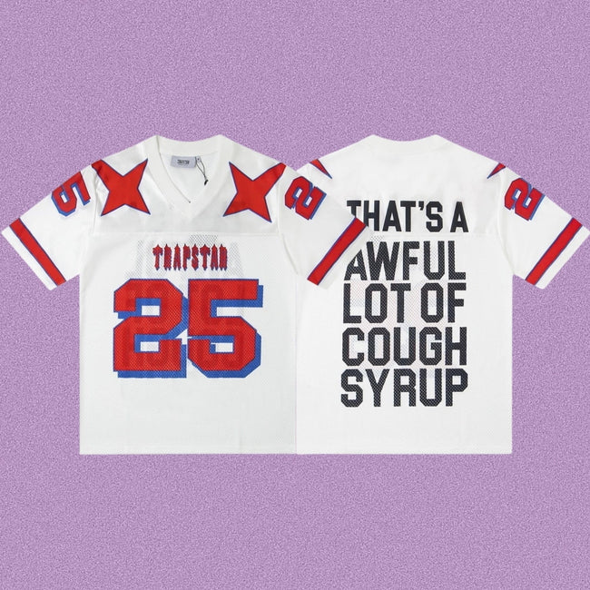 Trapstar Star Accent Football Jersey - White/Red Hover Image