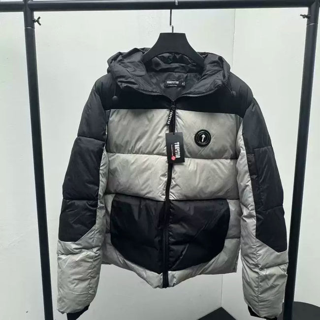 Trapstar Colorblock Hooded Puffer Jacket - Khaki/Black Main Image