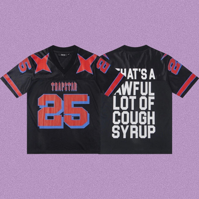 Trapstar Star Accent Football Jersey - Black/Red Hover Image