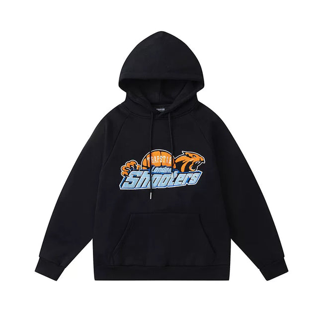 Trapstar Style Autumn/Winter Blue & Orange Shooters Hoodie - Black Hover Image