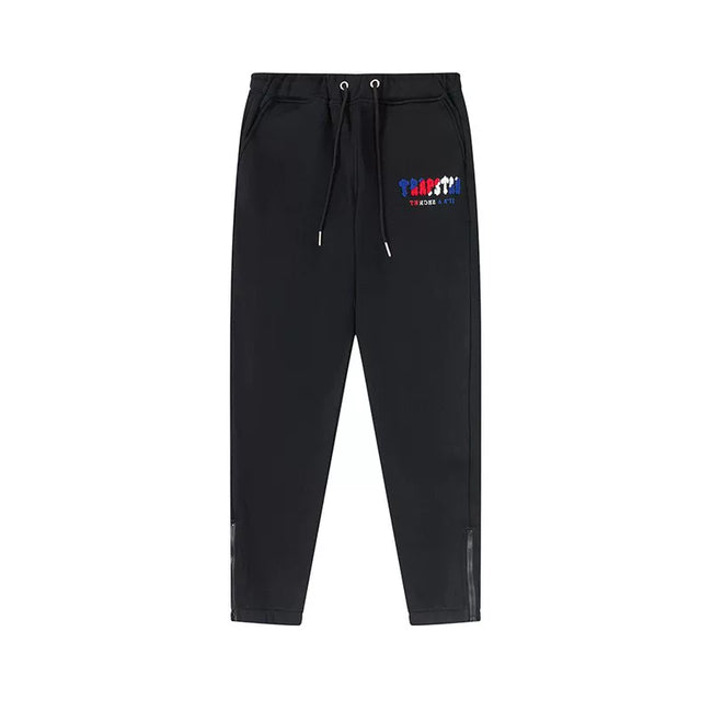 Trapstar Style Autumn/Winter Red-White-Blue Hip-Print Sweatpants - Black Hover Image