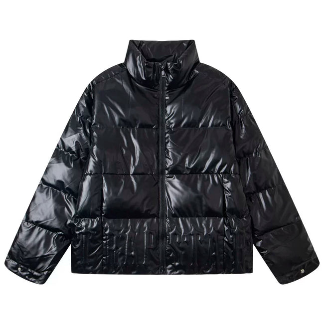 Trapstar Glossy Patent Stand Collar Puffer Jacket - Black Main Image