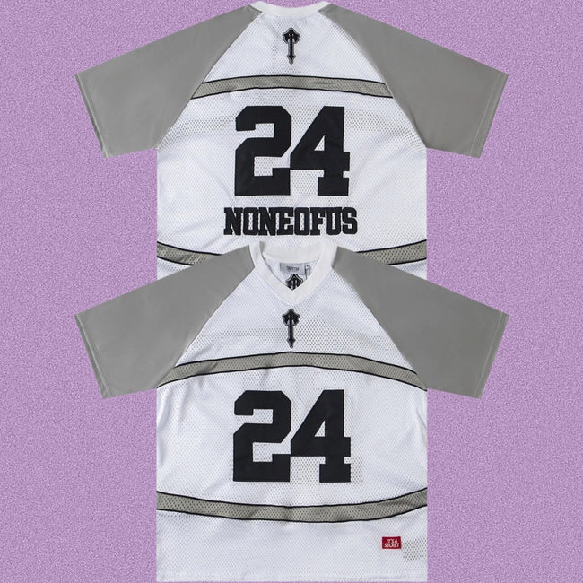 Trapstar "NONEOFUS" Raglan Football Jersey - White/Grey Hover Image
