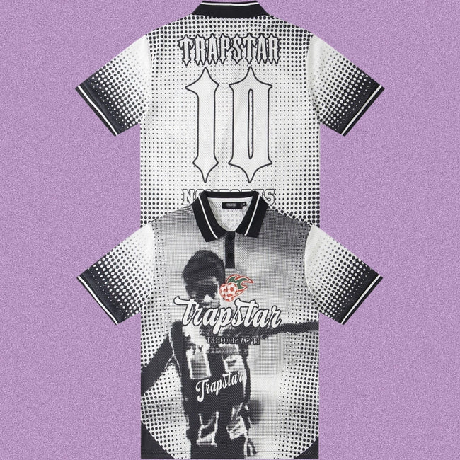 Trapstar Halftone Graphic Polo Jersey - Black/White Hover Image