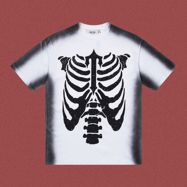 Trapstar Distressed Ribcage Graphic Tee - Gradient White/Black Hover Image