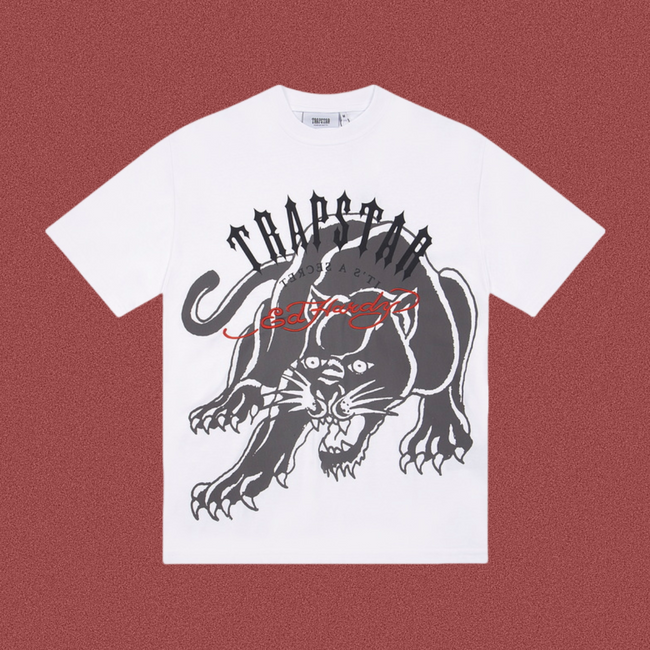 Trapstar Panther & Red Script Graphic Tee - White Hover Image