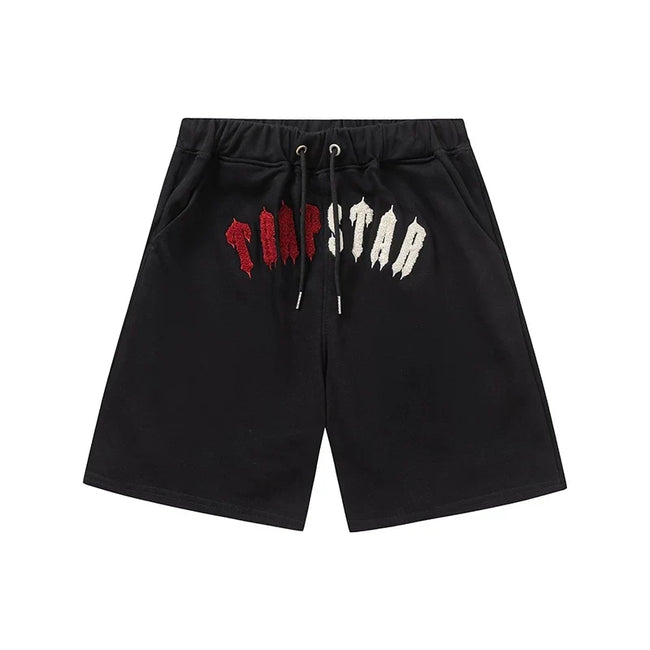 Trapstar Gothic Arch Logo Sweat Shorts - Black/Red/White Hover Image