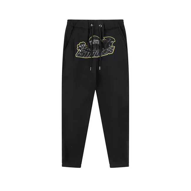 Trapstar Style Autumn/Winter Yellow-Trim Shooters Sweatpants - Black Hover Image