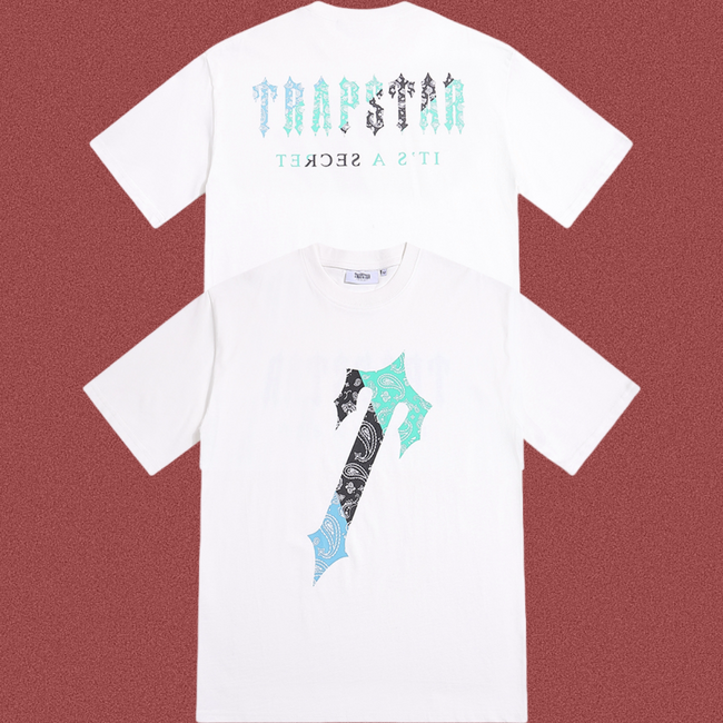 Trapstar Paisley "T" Graphic Tee - White/Blue Hover Image