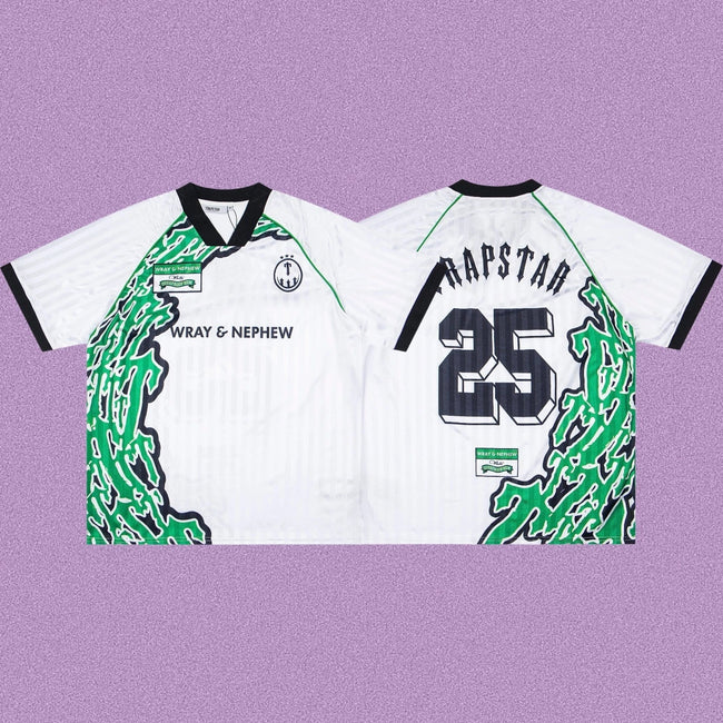 Trapstar x Wray & Nephew Graphic Football Jersey - White/Green Hover Image