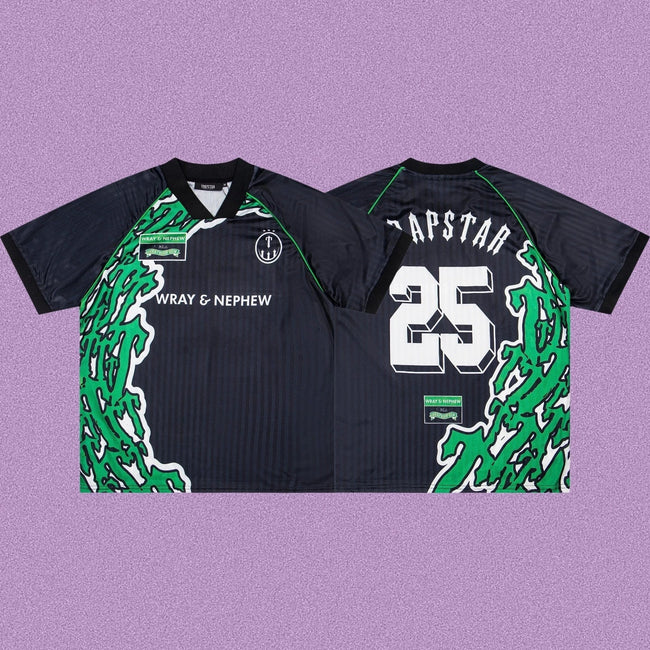 Trapstar x Wray & Nephew Graphic Football Jersey - Black/Green Hover Image