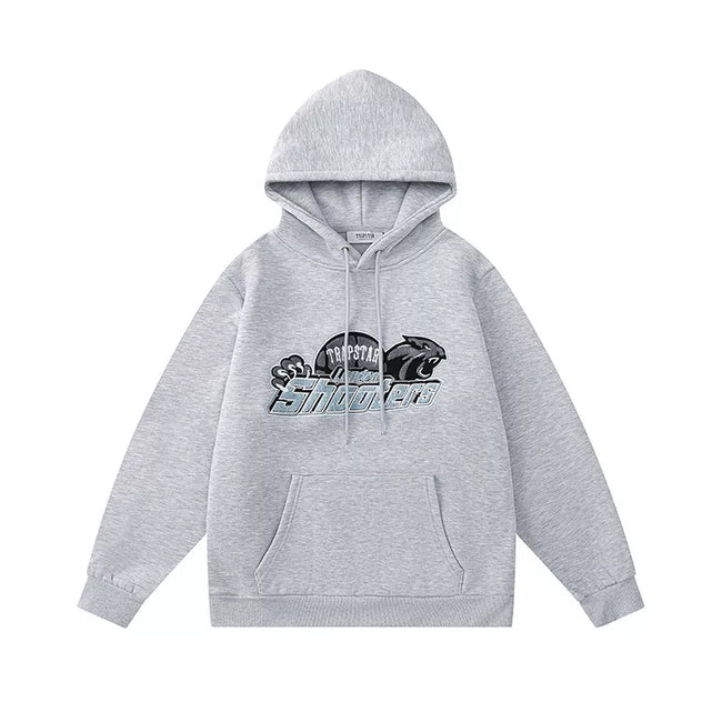 Trapstar Style Autumn/Winter Blue & Black Shooters Hoodie - Heather Grey Hover Image