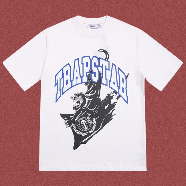 Trapstar Shooters Panther Arch Logo Tee - White/Blue Hover Image