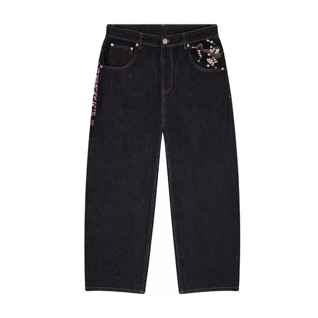 Y2K Retro Heart Embroidered Wide Leg Jeans Main Image