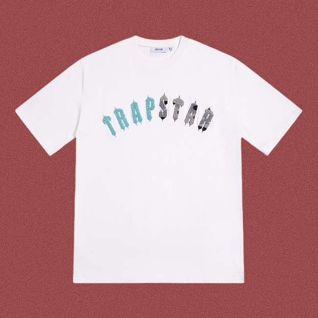 Trapstar Cyan Gradient Arch Logo Tee - White Hover Image