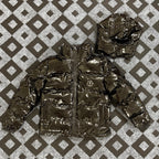 Trapstar Glossy Patent Hooded Puffer Jacket - Dark Bronze/Black