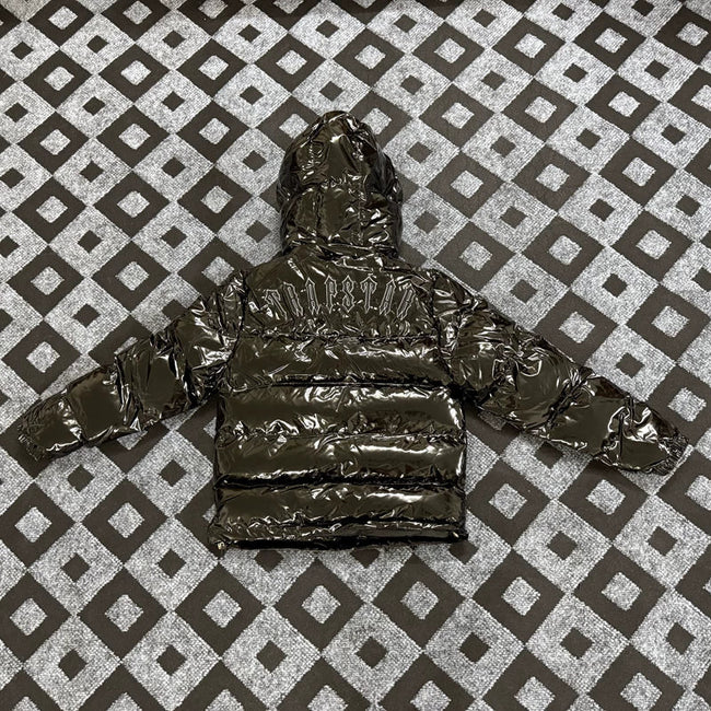 Trapstar Glossy Patent Hooded Puffer Jacket - Dark Bronze/Black Main Image