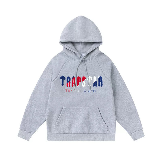 Trapstar Style Autumn/Winter Red-White-Blue Gradient Hoodie - Heather Grey Hover Image