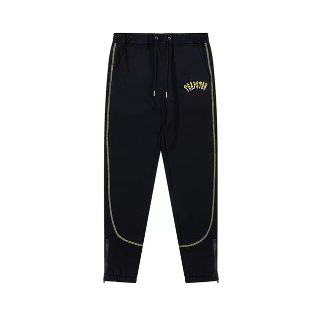 Trapstar Style Autumn/Winter Contrast Stitching Sweatpants - Black/Yellow Hover Image