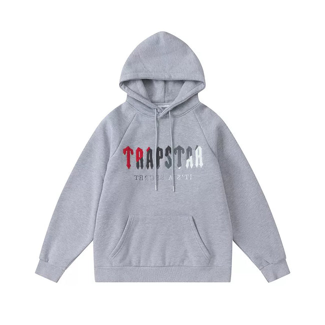Trapstar Style Autumn/Winter Red-Black-White Gradient Hoodie - Heather Grey Hover Image