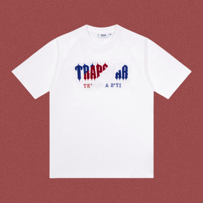 Trapstar Tricolor Gothic Logo Tee - White/Red/Blue Hover Image