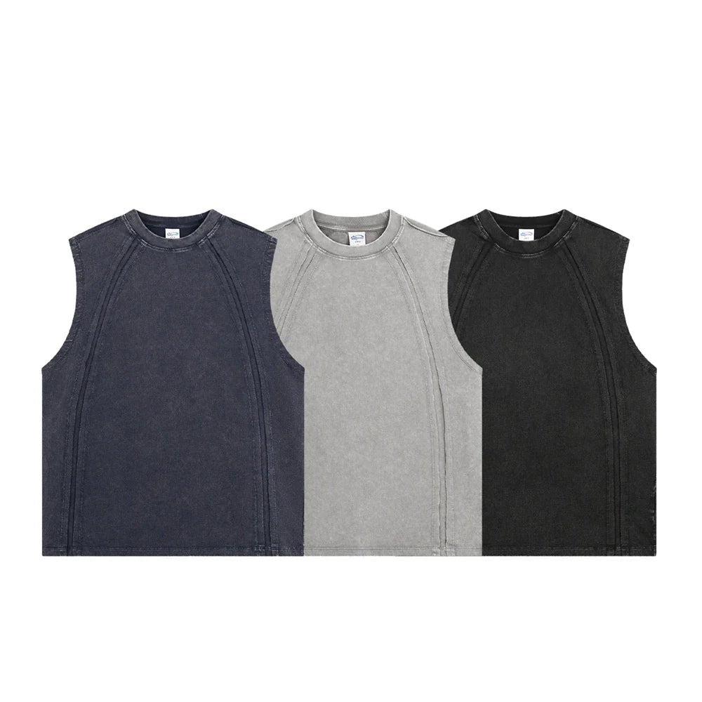 Raw Edge Acid Wash Drop Sleeve Tank