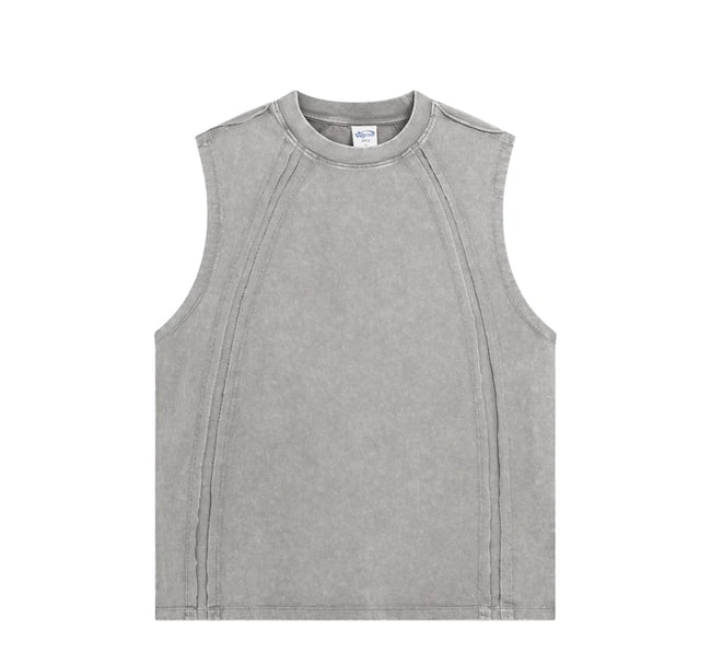 Raw Edge Acid Wash Drop Sleeve Tank Hover Image