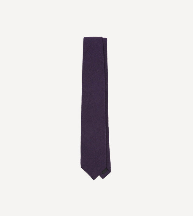Purple Pure Cashmere Solid Tipped Tie Hover Image