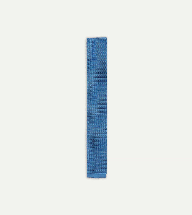 Light Blue Knitted Silk Solid Colour Tie Hover Image