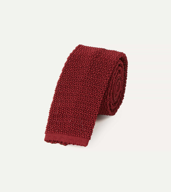 Light Wine Knitted Silk Solid Colour Tie Main Image