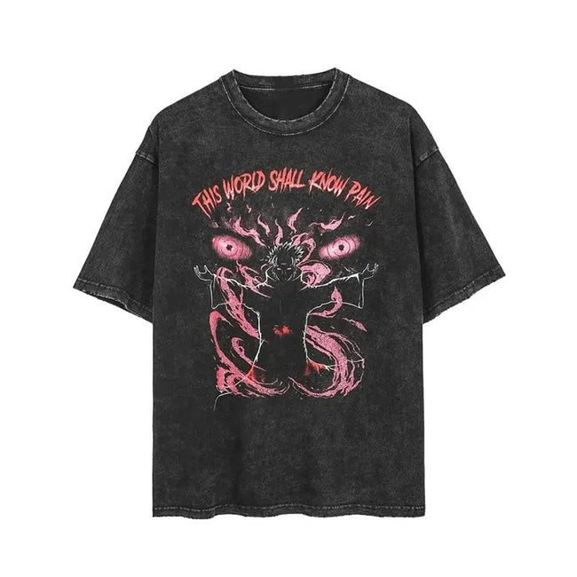 Naruto Pain Anime Retro Washed Tee This World Shall Know Pain Graphic T-shirt Hover Image